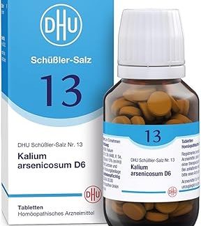 DHU Schüßler Salt No. 13 Potassium Arsenicosum D6 - The Mineral Salt of the Skin - The Original, Environmentally Friendly in Pharmaceutical Glass, Pack of 200 Tablets