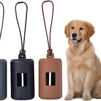 Pack of 3 Pet Garbage Bag Dispenser, Holder for Dog Waste Bags, Plastic Waste Bag Dispenser for Dog, Waterproof and Lightweight Outdoor Animals Product (Brown+Grey+Black)