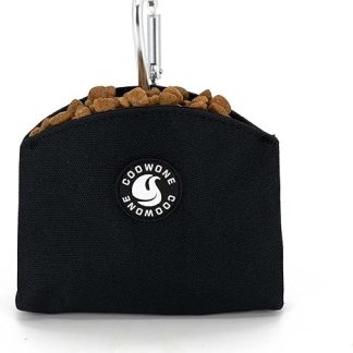 COOWONE Dog Treat Bag with Magnetic Opening for Dog Treat Snack Bags Dog Treat Carrier Holder with Clip (Black)