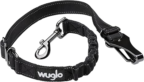 30-95 cm Wuglo Dog Seat Belt for Car - Dog Seat Belt for Child Safety Seat - Hook Latch & Seat Belt Buckle - Adjustable Universal Dog Buckle (Black)