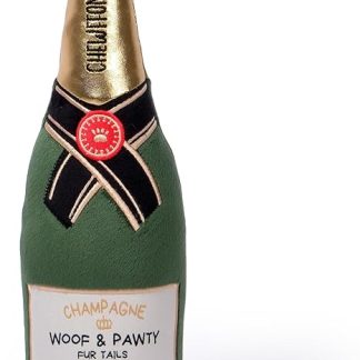 CHEWFFON Dog Toy, Squeaky Dog Toys for Boredom, Plush Dog Chew Toy for All Dog Breeds, Champagne Shape, Interactive Dog Toys for Birthday Gifts