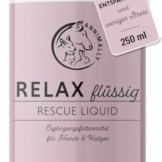 Annimally Relax Rescue Liquid 250 ml Soothing Agent for Dogs and Cats with L Tryptophan, Passion Flower, Ideal for Stress, Anxiety & Aggression for Soothing