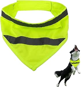 Reflective Dog Bandana, Adjustable Triangle Scarf for Pets, Safety at Night for Cats and Dogs, Safety Reflective Bibs, Headscarves Dog Bandanas (L Fluorescent Green)
