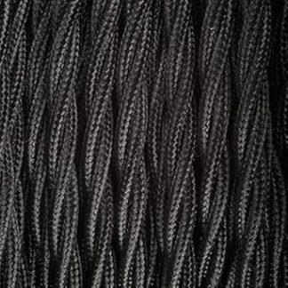 ElekTek Twisted Braided Textile Cable, Textile Sheathed Power Cable, Matching Colours for Ceiling Rose, Ceiling Canopy, Lamp Chain and Lamp Holders - Pack of 2 m Length Night Black