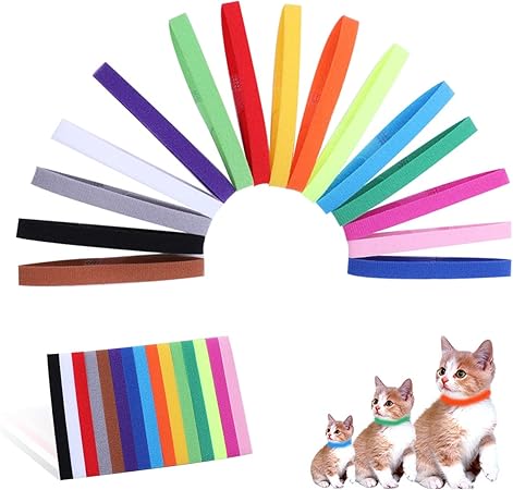 Puppy ID Collars Puppy Collars Adjustable Puppy Collar Multicoloured Nylon Collar Dog Small Puppy Identification Dog Tags for Newborn Puppies Kittens Pets, 15 Colours
