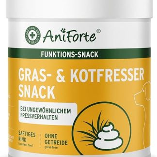 AniForte Grass & Poo Eater Snack 300 g for Dogs - For Eating Grass & Feces, Soothes the Stomach, Grass Eater Drops with Healing Soil, Elm Bark, Psyllium Seeds & Prebiotics, 100% Natural