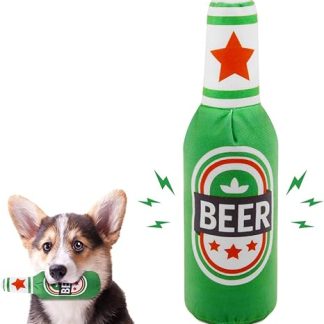 vsshe Squeaky Dog Toy, Soft Beer Bottles, Plush Dog Toy, Squeaky Toy, Chew Toy, Cute Squeaky Dog Toy Against Boredom for Small, Medium, Large Dogs