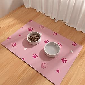 BLESWIN Pet Feeding Mats 40 x 60 cm, Absorbent Dog Mat for Food and Water, Rubber Mat for Dog Bowls, Waterproof Dog Food Mat, Dog Water Mat for Sloppy Drinkers