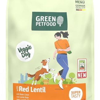 Green Petfood VeggieDog with Red Lens (1 x 10 kg) | Adult | Premium Dry Food for Adult Dogs | 100% Vegetarian | Wheat Free | Particularly Compatible with Psyllium Husks | Pack of 1