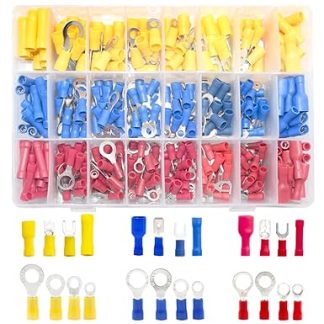 Yosawo 360 Pieces Crimp Connectors, Electrical Connectors, Insulated Crimp Terminals, Kit Flat Connectors, Butt Fork, Wire Connectors (PVCZ)