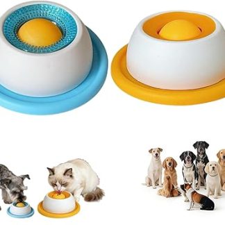Lick Mat for Dogs, Lickimaten for Dogs, ABS Slow Feeder Dog Bowls, Lick Ball Dog, Dog Lick Toy, Wet Food Lick Pad with Suction Cup Puzzle Toy for Bored (2 Pieces)