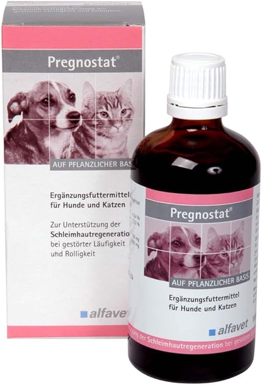 Alfavet Pregnostat 100 ml for Female and Cat to Regulate Hormonal Balance, Cycle, Uterine Lining, Supplementary Feed