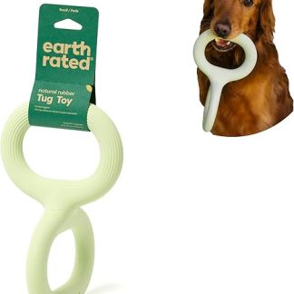 Earth Rated Pull Toy, Interactive Toy for Adult Dogs and Puppies, Ergonomic Handle, Natural Rubber, Small, Green