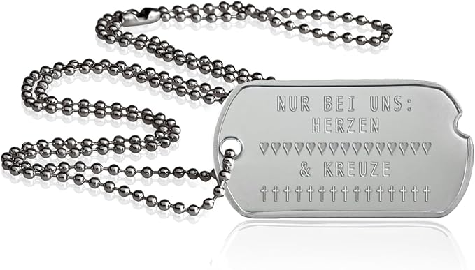 Personalised Dog Tag World War 2 and Own Text | Dog Tag Chain with Embossing | Includes Chain & Silencer in Set | Different Individual Texts and Designs Available (World War 2)