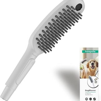 Hansgrohe Dog Shower Water-Saving Shower with 3 Jet Types for Grooming Dogs and Puppies with Petting Knobs, Matte White