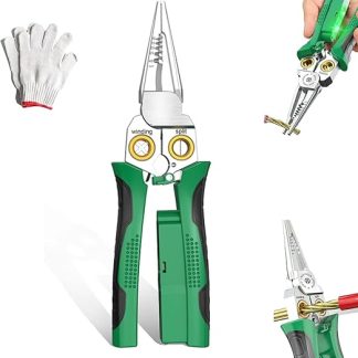 8 in 1 Wire Stripping Pliers, 8 in 1 Wire Stripper with Voltage Tester, Pinzas Para Electricista, Multi-function Electric Wire Stripping Tool for Cutting and Pulling (Green)