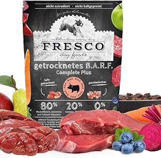 Fresco Dog Food Grain-Free Dry Food for All Dogs, Lots of Meat, Barf, Species-Appropriate & Easy, Dry Barf Complete Plus Beef, 1000g