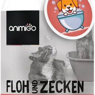 animigo Flea Shampoo Dog & Cats 500 ml - Flea Remedy with Tea Tree Oil - Against Ticks, Fleas & Itching - Alternative to Flea Spray, Tick Collar, Flea Comb - With Coconut Oil, Almond Oil - Natural