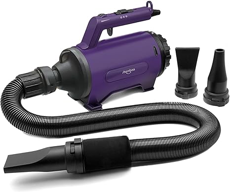 Dog Hair Dryer Blower Pet Grooming Blower with Heating Continuous 3.8 HP Purple