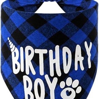 Oruola 71 cm Dog Bandana, Long Dog Bandana, Dog Birthday, Dog Bandana, Personalised Birthday Decoration for Small, Medium and Large Dogs, Blue and Black Stripes Dog Bandana