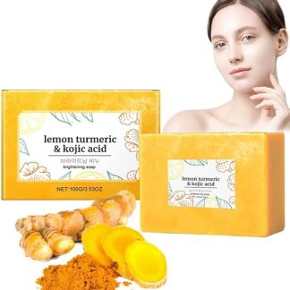 Lightening Soap with Lemon, Turmeric and Kojic Acid, Moisturising and Brightening Soap, Soap for Clean Pores, Turmeric Soap Piece for Dark Spots, Soap for Face and Body