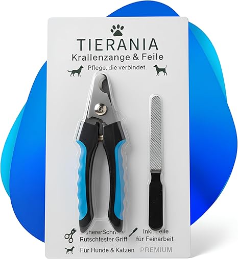 TIERANIA Germany Premium Nail Clippers for Dogs & Cats, Stainless Steel Claw Clippers with Safety Protection & Nail File - 6 Inches, High-Quality Pet Nail Clippers