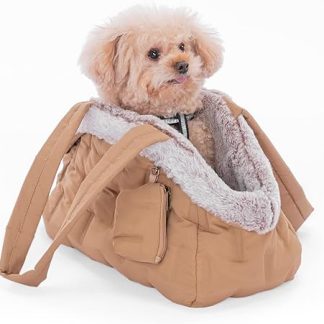 A 4 Pet Dog Bag for Dogs, Washable Puppy Bag with Food Bag, Carry Bag for Small Dogs, Puppies, S: 40 x 20 x 24 cm, More Space for Storage, Khaki