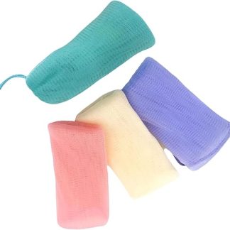 VILLCASE Pack of 4 Coloured Soap Bags with Hanging Loop, Mesh Bag for Soap Pieces, Foaming and Gentle on the Skin for Face and Body Care in the Bathroom
