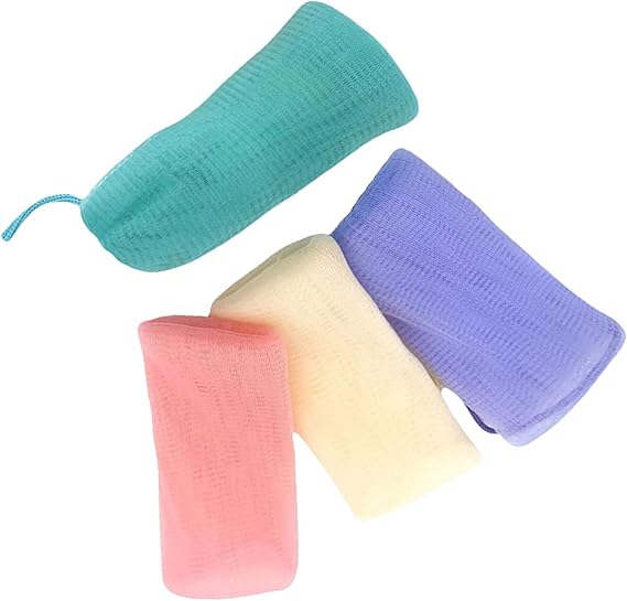 TOYANDONA Mesh Soap Bags Exfoliating Soap Bags with Drawstring for Face and Body Gentle Cleaning Quick Foaming Pack of 4