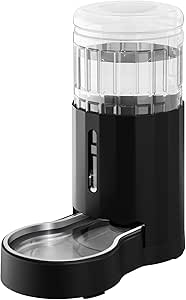 JUNSPOW 7L Stainless Steel Pet Water Dispenser, Large Capacity Gravity Pet Drinker, No Electricity & Ultra Silent Automatic Water Dispenser for Large Dogs/Multi-Cat Household, Black