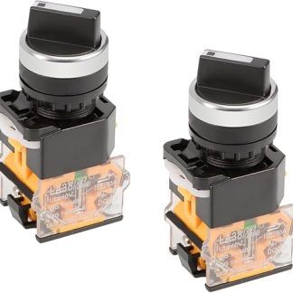 sourcing map 2 Pcs 2 Position Rotary Selector DPST 440V 10A 22mm Mounting Hole Dia Lock