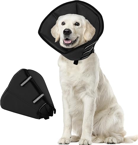Dog Collar Soft After Surgery, Adjustable Anti Leak Protection Dog, Breathable Dog Collar, Lightweight Collar for Dogs, Protective Collar for Large Dogs (Black, XL)