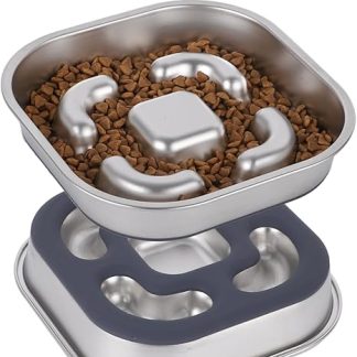 Nayelf Anti Sling Dog Bowl Made of 304 Stainless Steel, Anti-Slinging Bowl Dogs with Silicone Base, Metal Feeding Bowl for Small and Medium Dogs