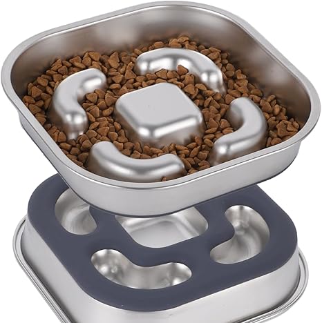 Nayelf Anti Sling Dog Bowl Made of 304 Stainless Steel, Anti-Slinging Bowl Dogs with Silicone Base, Metal Feeding Bowl for Small and Medium Dogs