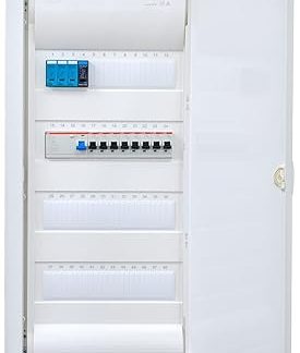 Hager VH48NC Cavity Wall Distributor 4 Rows with Surge Protection Wired with Terminal Block Assembly ABB 1x FI 4-pin + 8x LS B16A