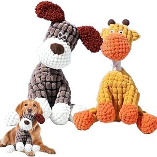 Longgaogao Spielzeug Hund, 2025 New Hundespielzeug Unzerstörbar, Hunde Spielzeug Medium and Large Dogs Indoor Outdoor Play, Hundegeschenk, Welpenspielzeug (brauner Hund+Giraffe)