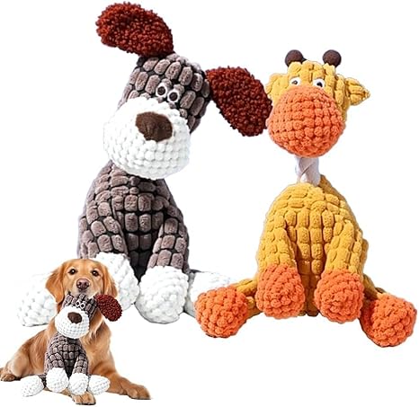 Longgaogao Spielzeug Hund, 2025 New Hundespielzeug Unzerstörbar, Hunde Spielzeug Medium and Large Dogs Indoor Outdoor Play, Hundegeschenk, Welpenspielzeug (brauner Hund+Giraffe)