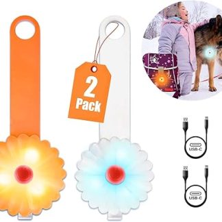 AHJ Dog Light, Pack of 2 Flashing Light School Bag Children, Safety LED Flashing Light for Dogs - Cats, USB-C Rechargeable LED Light Light Collar Dog, Light for Joggers - Walkers - Cyclists