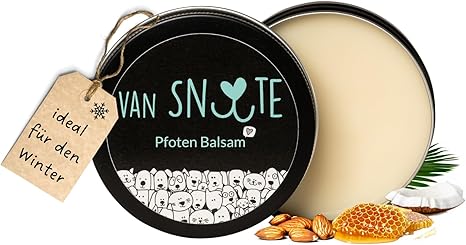 Van Snuute Paw Balm for Dogs and Cats - 100 g - Winter and Summer - Natural Care for Stressed Paws - With Shea Butter, Almond Oil, Coconut Oil and Beeswax - Handmade in Germany
