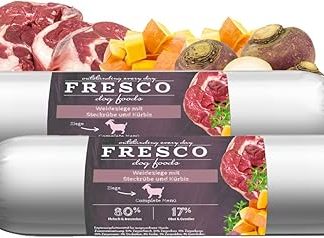 Fresco Dog Barf sausage pasture goat with rutabaga, double pack, 2 x 400 g, supplementary food for dogs, can help dogs optimally care
