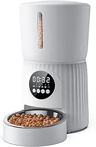Faroro 4L Automatic Cat Feeder with Timer, Automatic Feeder Dogs, Stainless Steel Bowl, Programmable 1-6 Meals, 10s Voice Recorder, for Small/Medium Pets