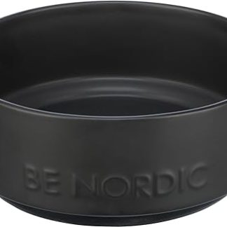 TRIXIE BE NORDIC 24524 Ceramic Dog Bowl 1200 ml Black Modern Feeding Bowl for Large Dogs Diameter 18 cm Ceramic Bowl with Non-Slip Rubber Coating