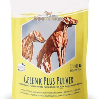 Mighty Pets - Joint Plus Powder (up to 125 Servings) for Dogs with Green-Lipped Mussel, MSM, Devil's Claw, Curcuma, Chondroitin, Glucosamine, Brewer's Yeast from Germany
