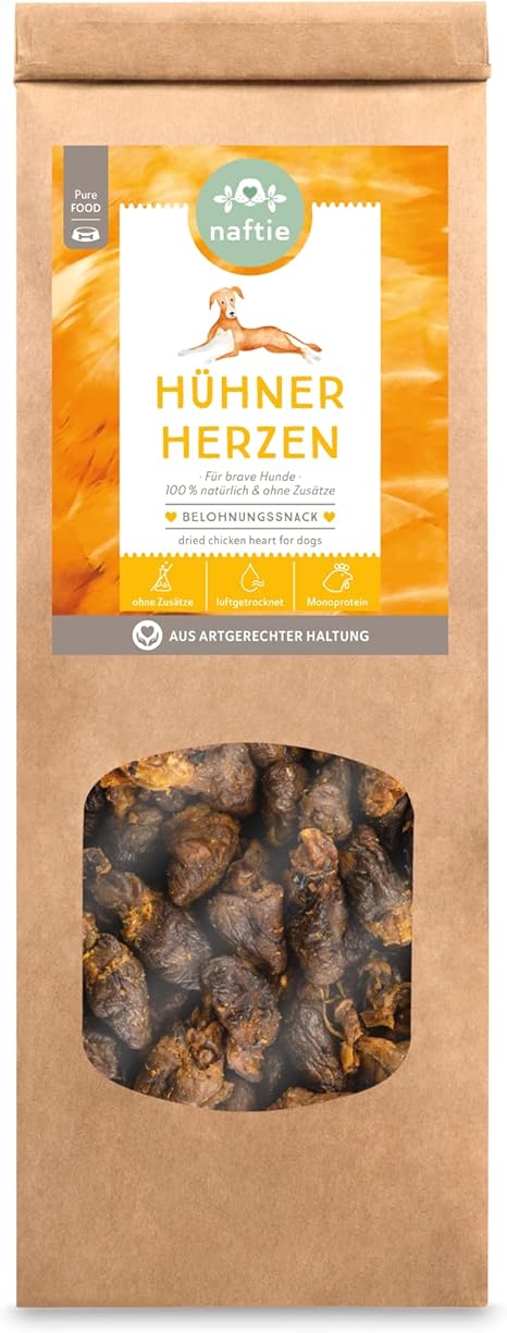 naftie Chew Snacks Chicken Hearts Dried – for Typical Dogs – Protein Rich Lots of Taurine – Chew Item Treats – Training & Reward – 250 g