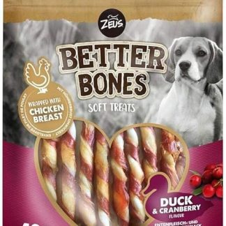 Zeus BetterBones Twisted Dog Chew Sticks with Duck Meat and Cranberry Flavour, 10 cm, 114 g (Pack of 1)