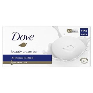 Dove Original Beauty Bar Soap with ¼ Moisturizer for Softer, Smoother, Healthier Looking Skin, 6 x 90g
