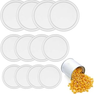 Pack of 12 Lids for Cans, Plastic Can Lids in 3 Different Sizes, Washable Can Stopper for 400 g & 800 g Cans, Transparent Can Lids for Cat Food and Dog Food