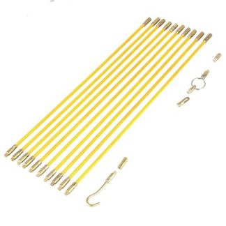 Fibreglass Wire Running Kit, Fibreglass Cable Puller Running Cable Wire Kit Electrical Cable Installing Rod with Accessories, Strong Insulation Performance, 4 mm, Pack of 10