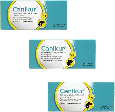 Boehringer Ingelheim Canikur | Pack of 3 | 3 x 3 x 4 Chewable Tablets | Dietary Supplement Feed for Dogs | For Regulation of Intestinal Function in Diarrhoea Diseases of Dogs