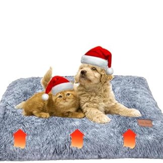 Little Bean Self-Heating Blanket Cat & Dogs, Pet Heat Mat Winter Without Cable, Non-Electric Heating Pet Mat for Outdoor and Indoor Large Kittens Small Puppies Non-Slip (S)